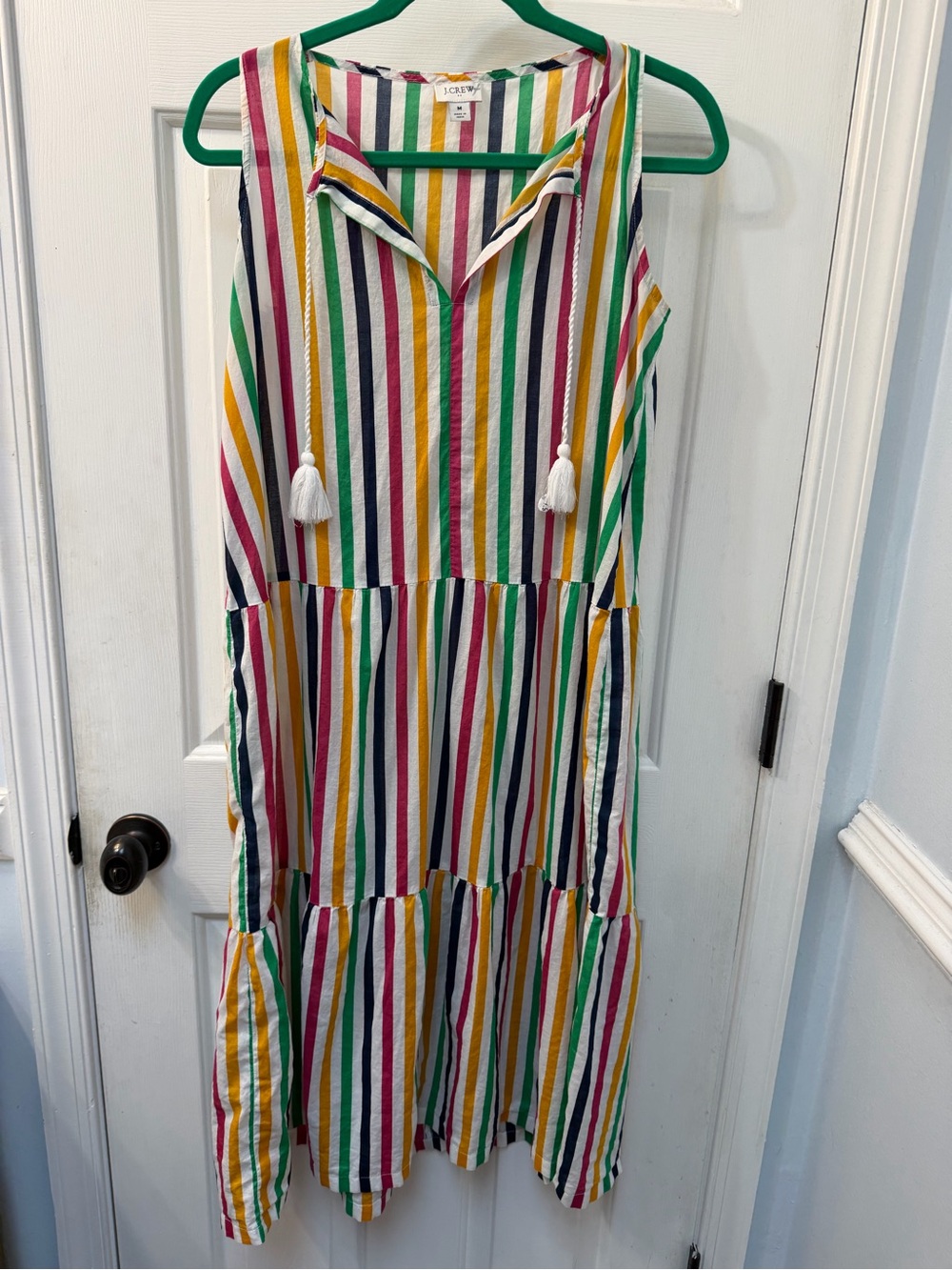 J. Crew Striped Maxi Dress - White, Green, Yellow, Pink, Navy